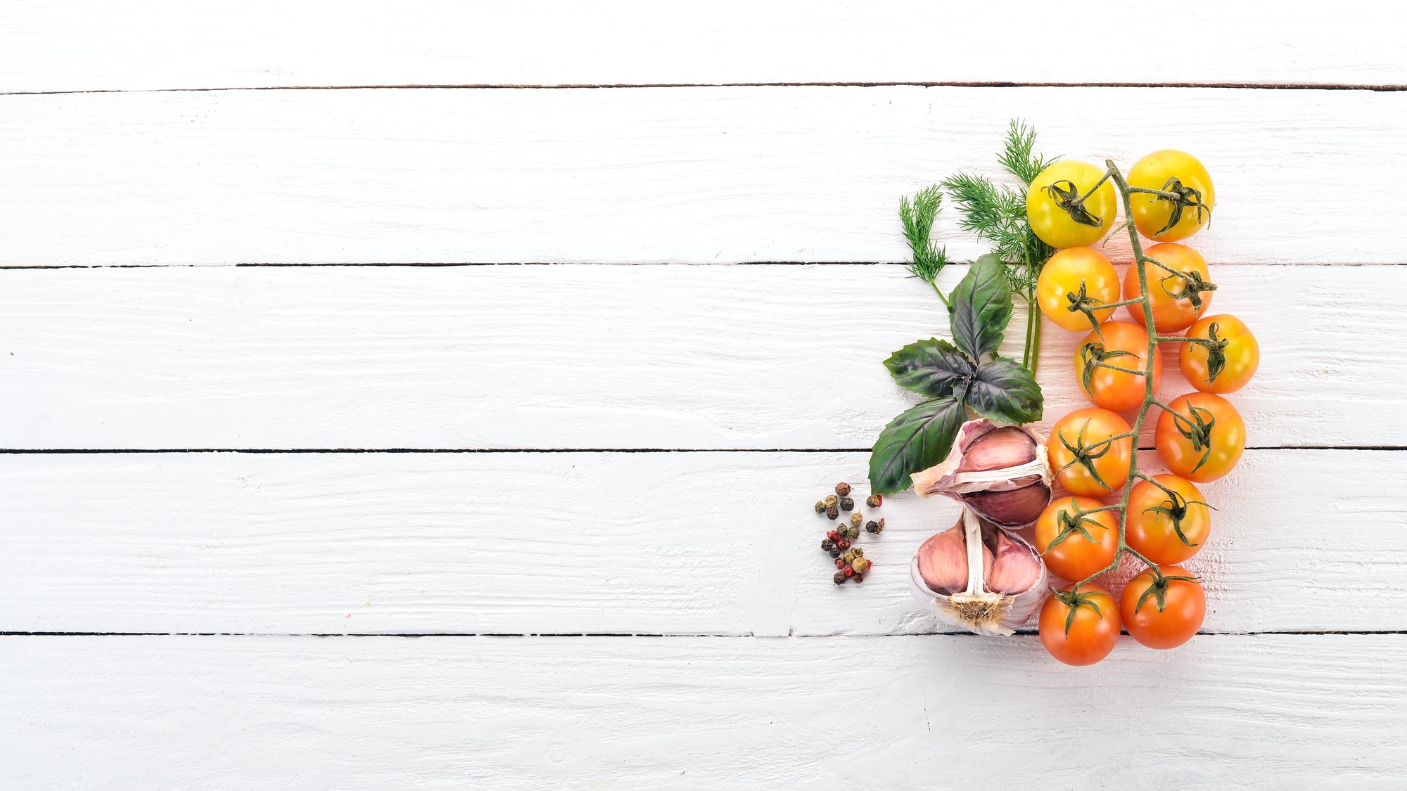 Fresh seasonal produce arranged on table